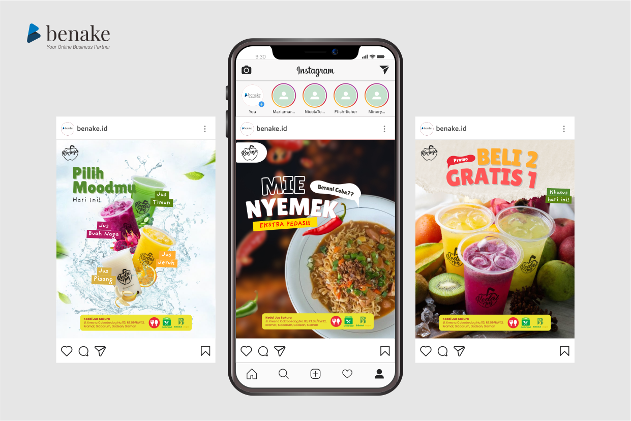 portofolio manajemen sosial media kedai jus sakura